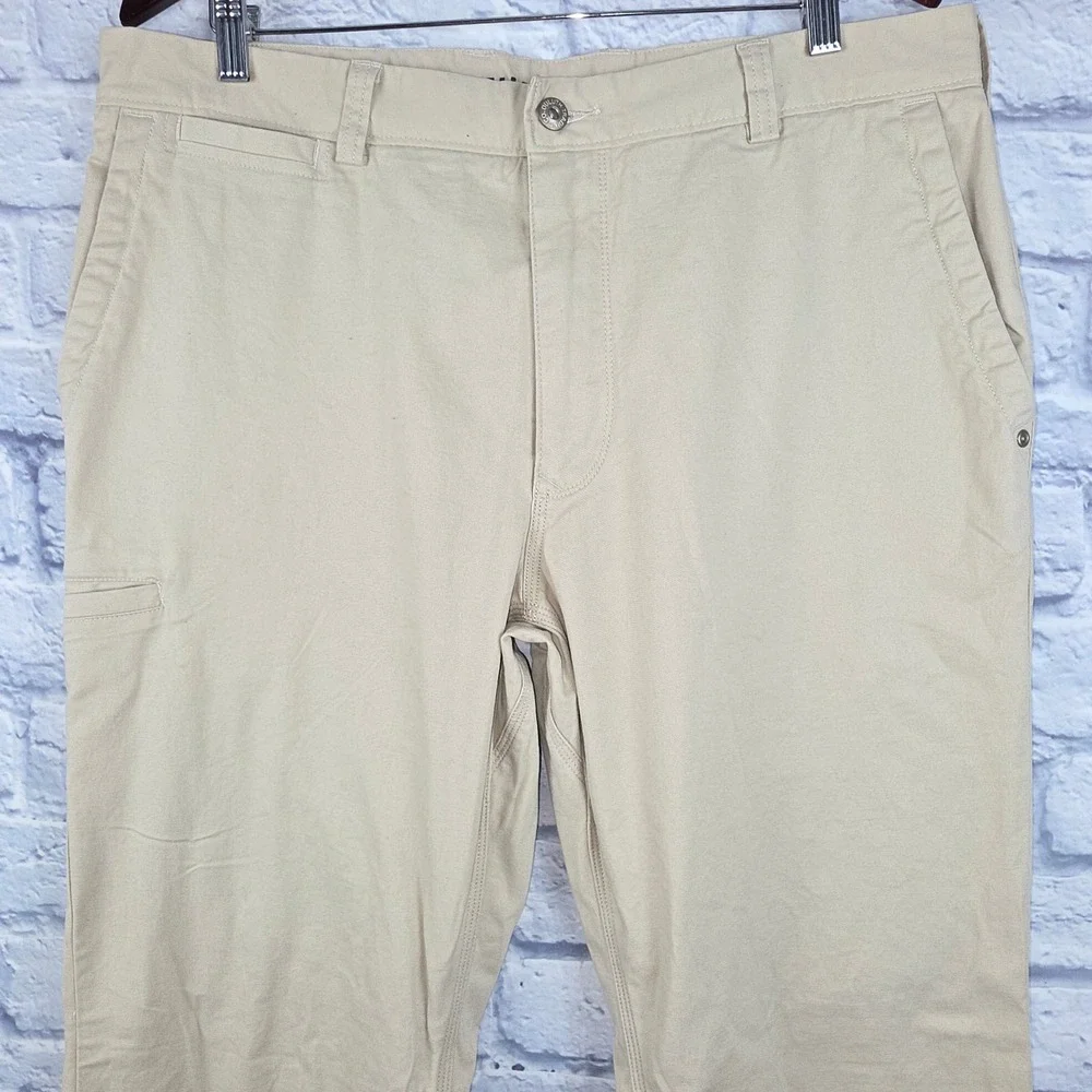 Duluth Trading Co Flex Ballroom Khakis Mens Trim Fit Tan Chino Pants Sz 36X31